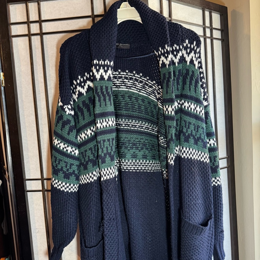 Lane Bryant Navy and Green Cardigan Sweater